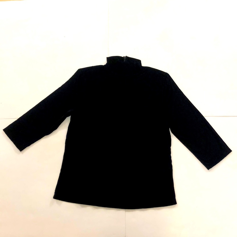 Saks Fifth Avenue S Top Black Zipper back Velvet Soft Excellent Condition